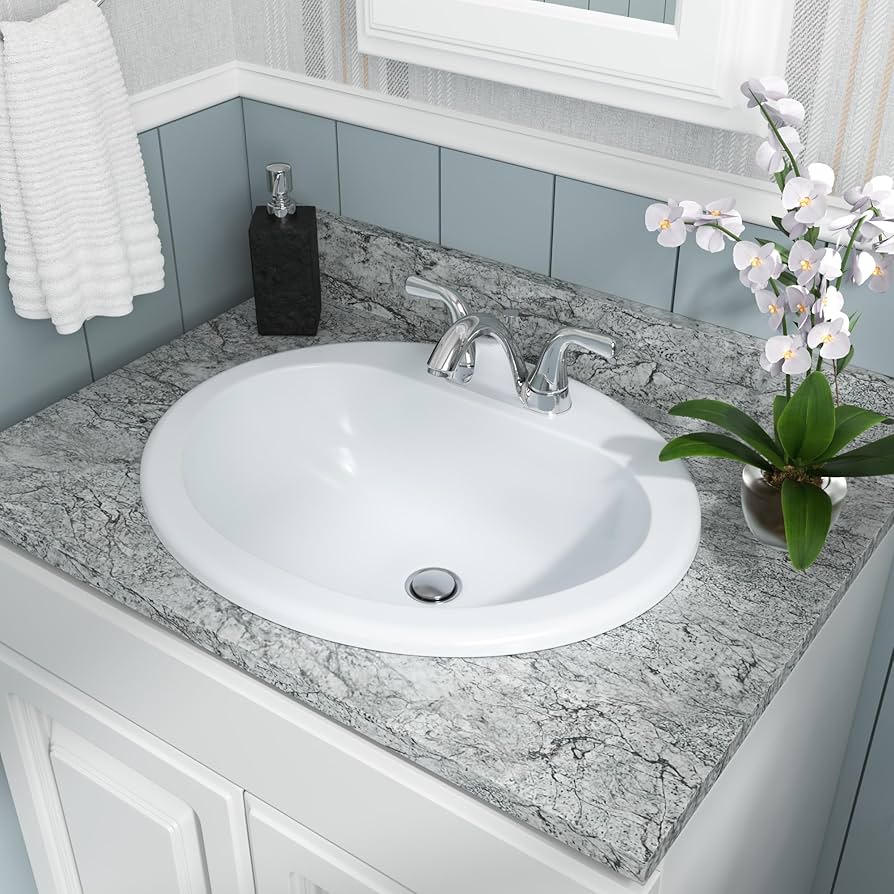 MSI White 21 in. X 18 in. Oval Porcelain Overmount Vanity